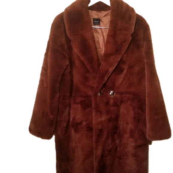 Cliché Jackets & Blazers - RUST FAUX FUR COAT BY CLICHÉ IN SIZE XL